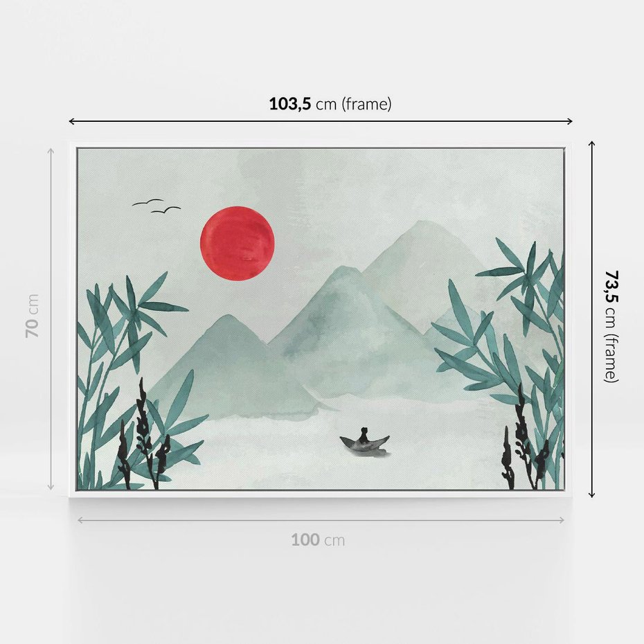 Obraz w ramie 100x70 - Zaklęte Wzgórza - krajobraz, japonia - rama biała