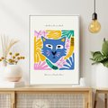 Obraz w ramie 70x100 - Kolorowe Spektrum - abstrakcyjny plakat, niebieski kot - rama biała