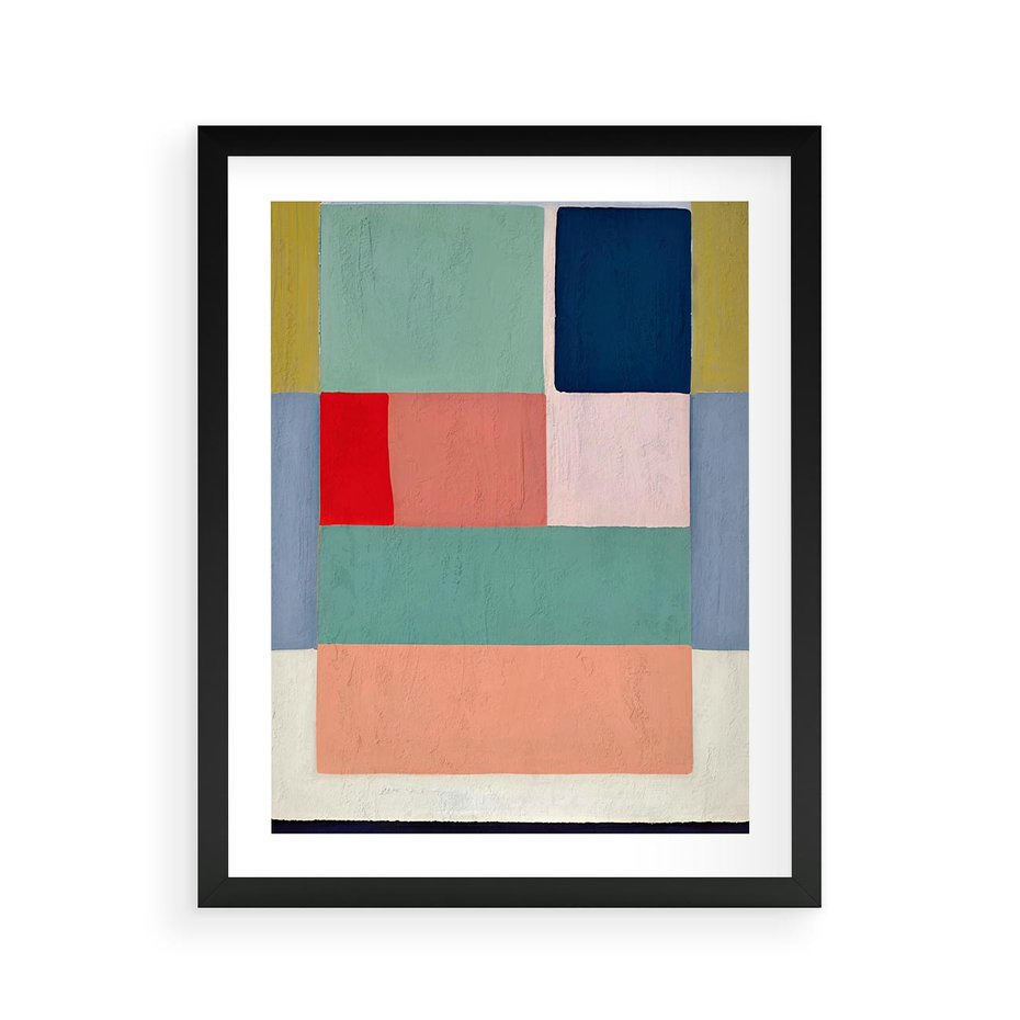 Plakat w ramie 40x50 - Bezgraniczne Nastroje Harmonii - abstrakcyjne geometryczne kształty, olejny obraz - rama czarna