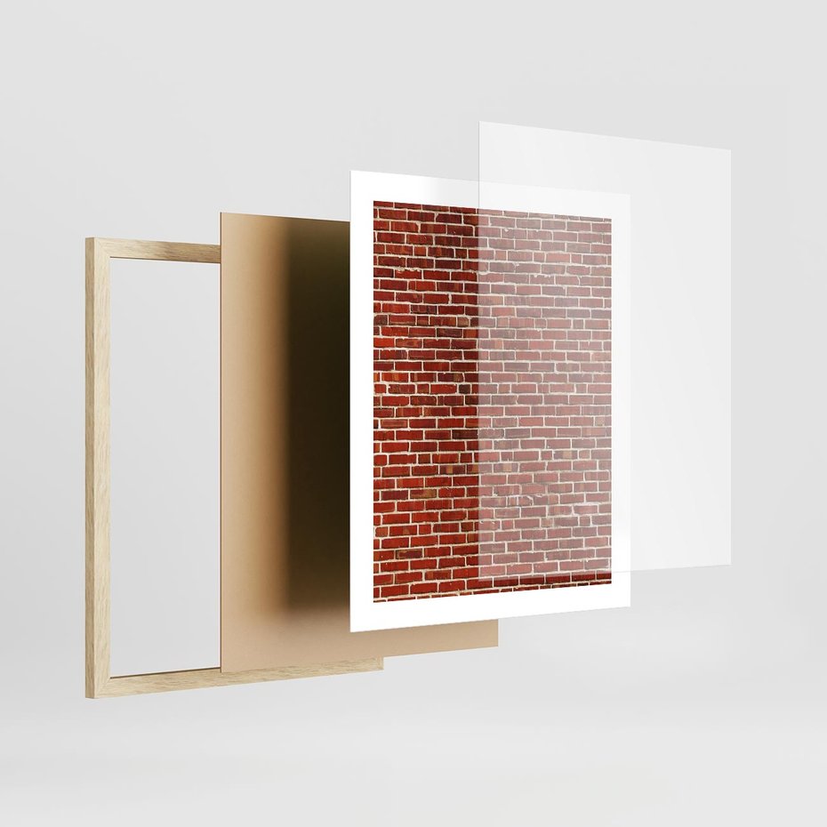 Plakat w ramie 40x50 - Mur z Cegieł - cegły, mur - rama drewno