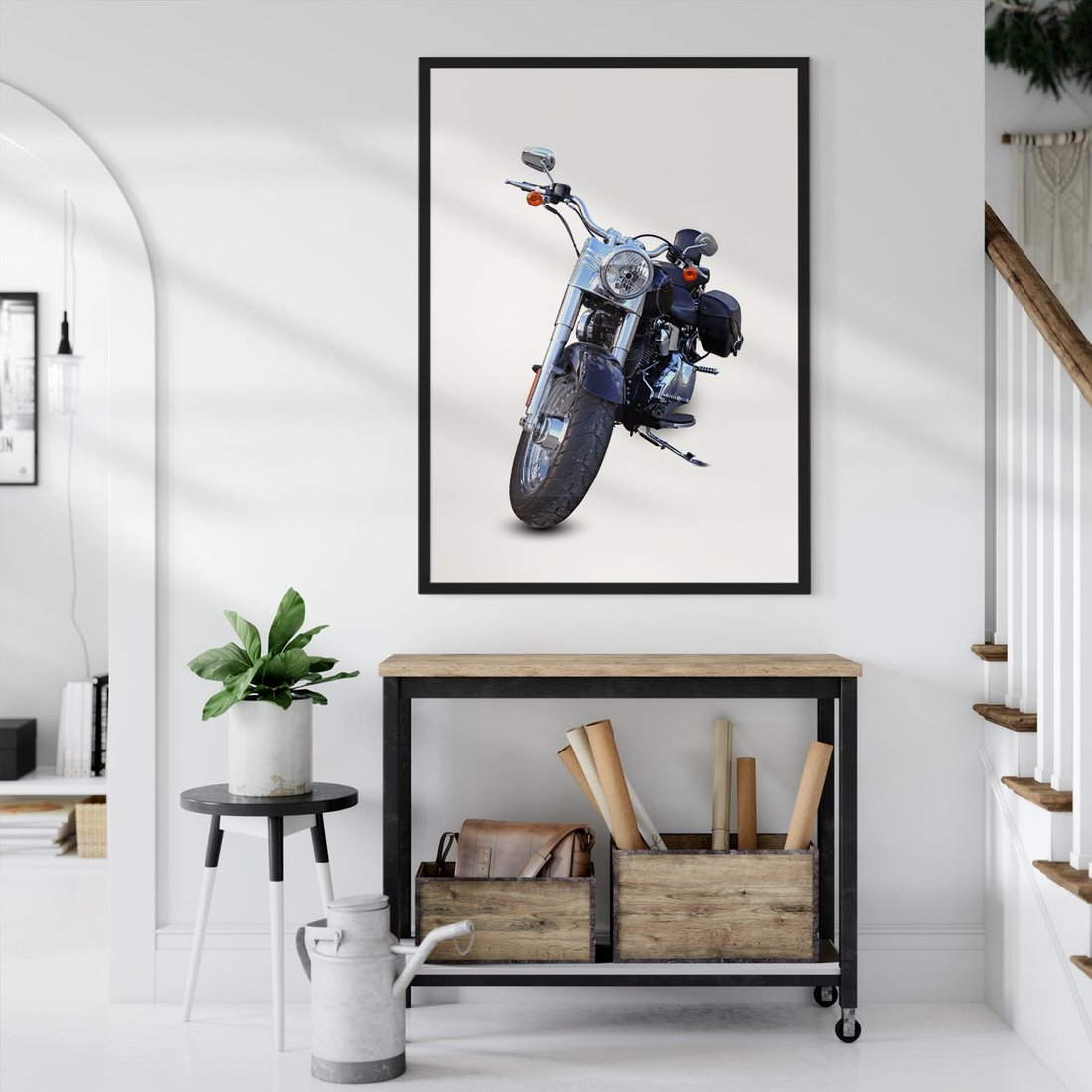 Plakat w ramie 40x50 - Motocykl w ruchu - motor, bike - rama czarna