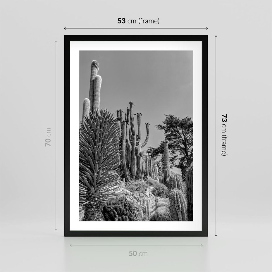 Plakat w ramie 50x70 - Pustynny Klimat - czarno białe zdjecie, pustynia - rama czarna
