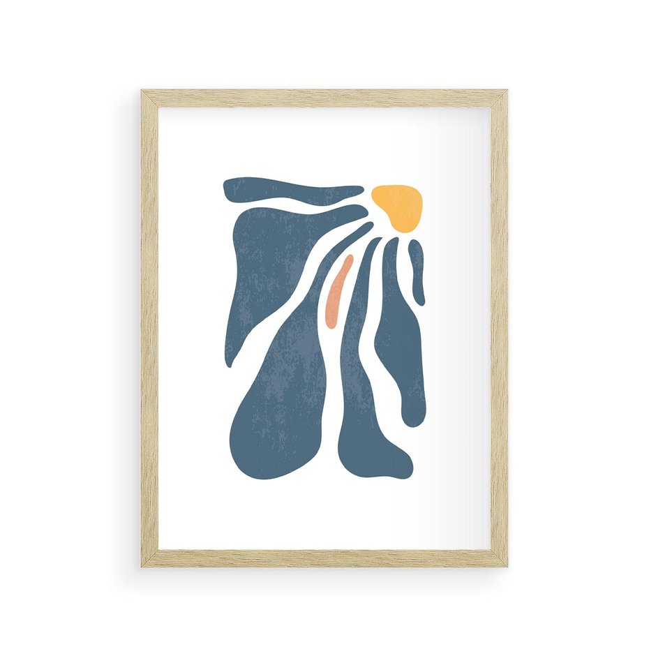 Plakat w ramie 30x40 - Melodia Kolorowych Płatków - nowoczesna kwiatowa grafika, styl retro - rama drewno