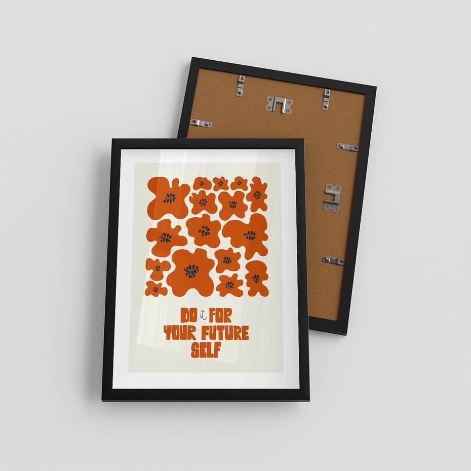 Plakat w ramie 30x40 - Taniec Kolorowych Promieni - self care, kompozycja kwiaty - rama czarna