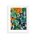 Plakat w ramie 30x40 - Tropikalne Pragnienia - akwarela, liście tropikalne - rama biała