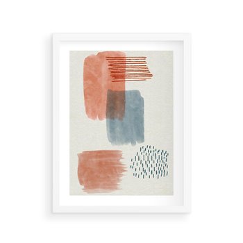 Plakat w ramie 30x40 - Pastelowa Abstrakcja: Maźnięcia Farbą - abstrakcja, maźnięcia farny - rama biała