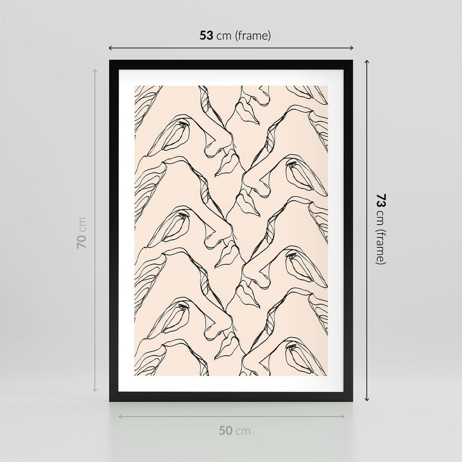 Plakat w ramie 50x70 - Grafika z Twarzami Greckiej Rzeźby - grafika, plakat - rama czarna