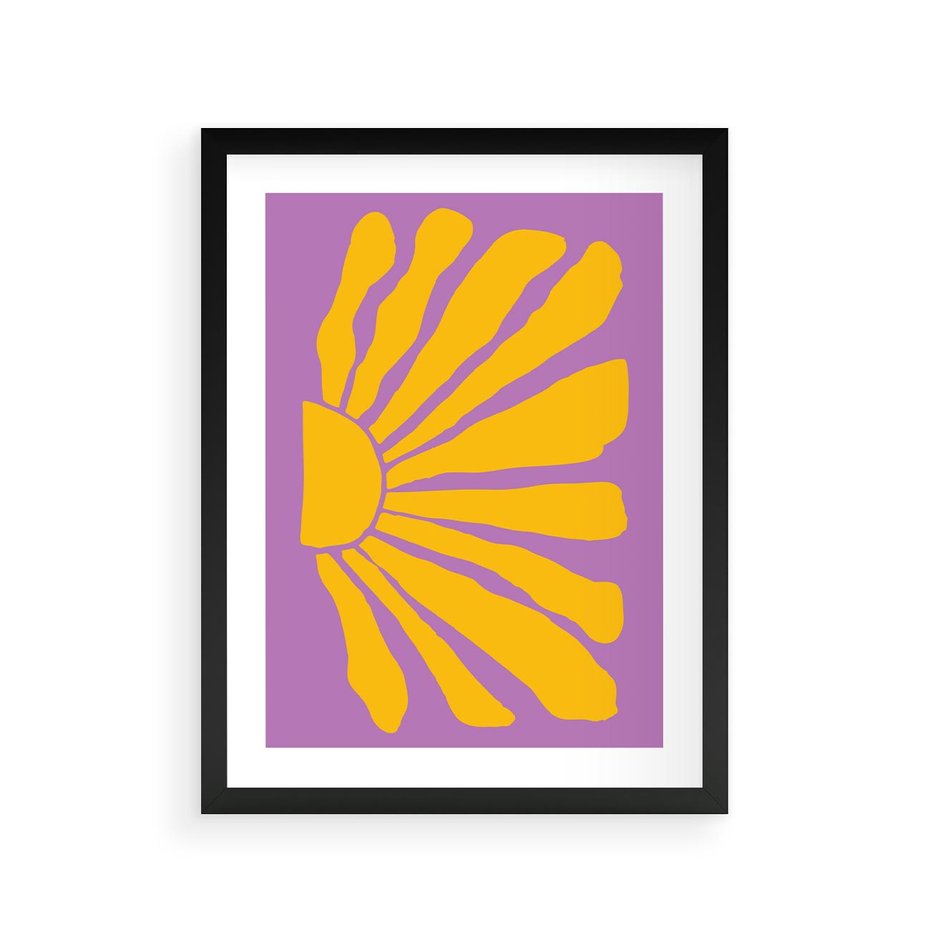 Plakat w ramie 30x40 - Podróżne Kontury - abstrakcyjny plakat, intensywne różowe tło - rama czarna