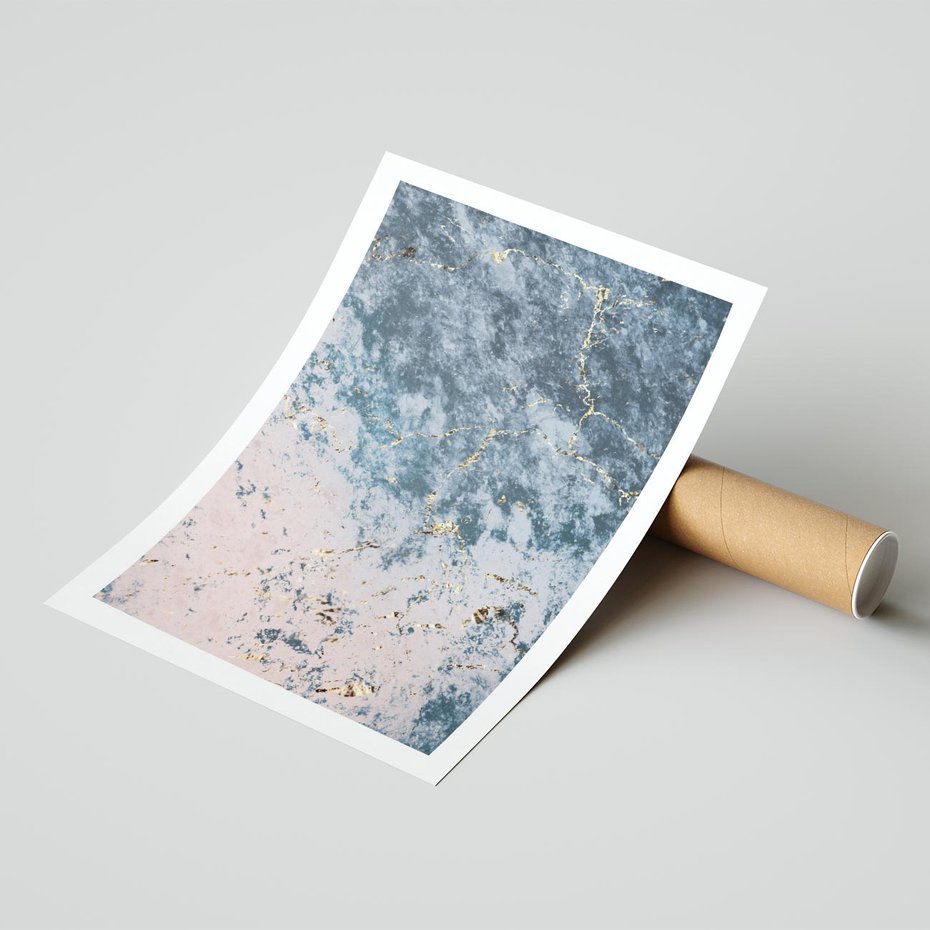 Plakat bez ramy 30x40 - Elegancja i Wyrafinowanie - marmur, złoto