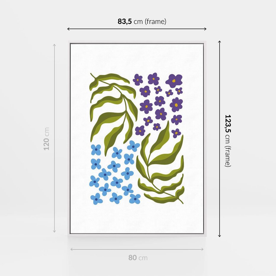 Obraz w ramie 80x120 - Księga Kształtów Bez Granic - kwiaty, sztuka nowoczesna - rama biała