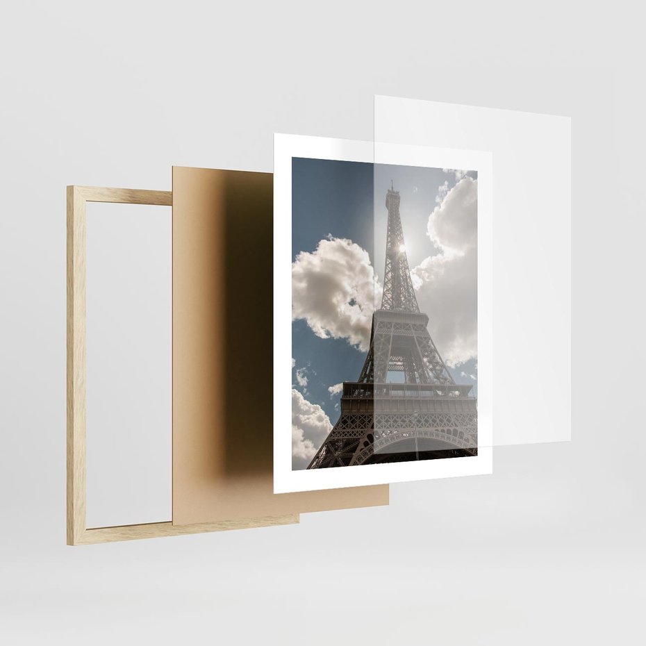 Plakat w ramie 40x50 - Magia Wieży Eiffla - wieża, Eiffla - rama drewno