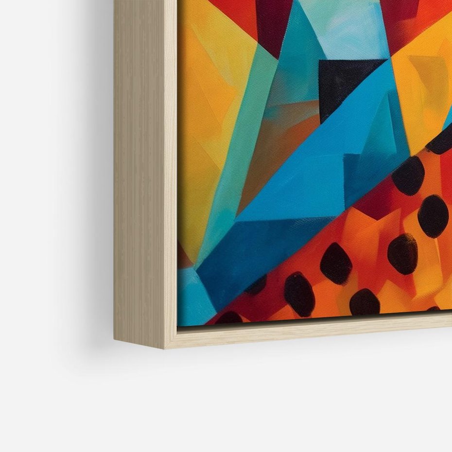 Obraz w ramie 100x70 - Dzikie Piękno - abstrakcyjny portret geparda, intensywne kolory - rama drewno