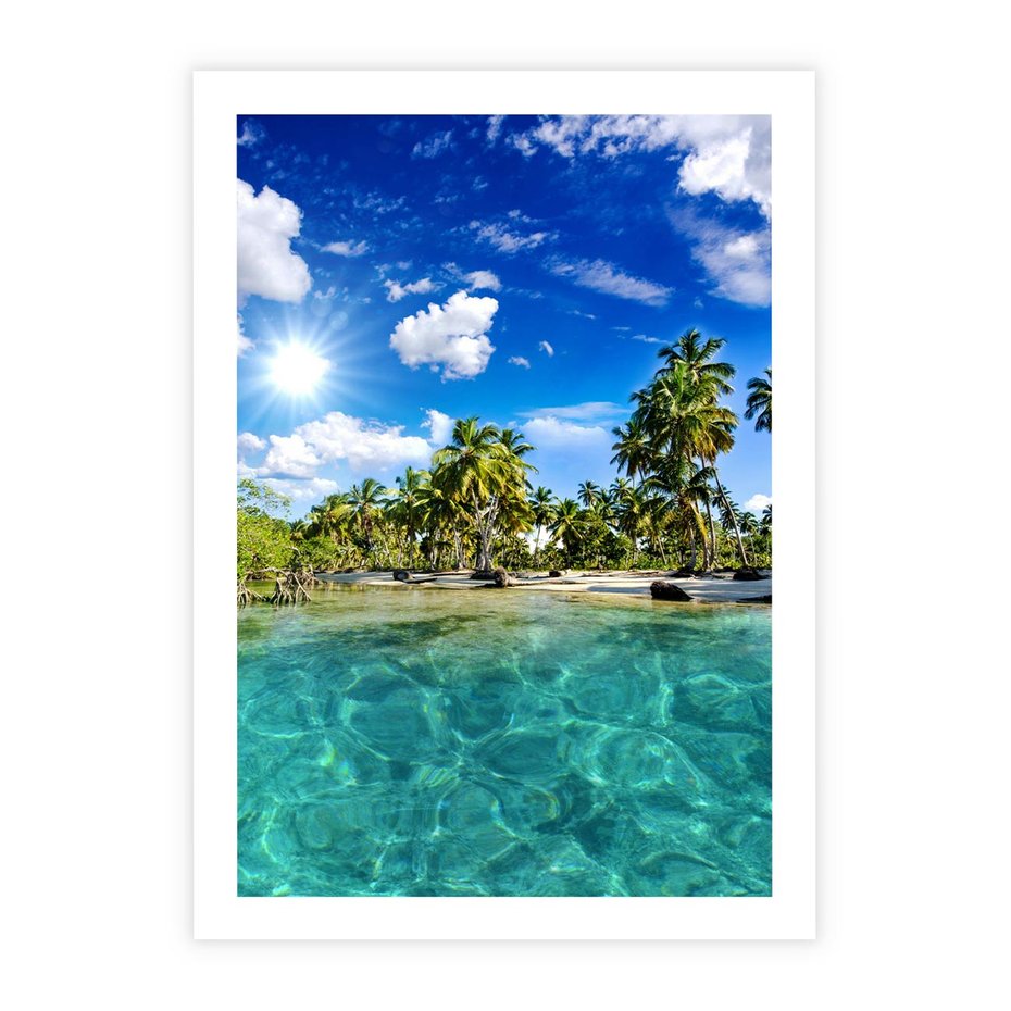 Plakat bez ramy 21x30 - Rajskie wakacje na plaży - plaża, wakacje