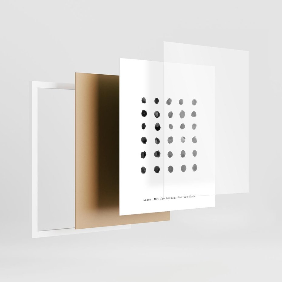 Plakat w ramie 40x50 - Boho Sztuka Wolości - minimalistyczny plakat, czarne kropki na białymtle - rama biała