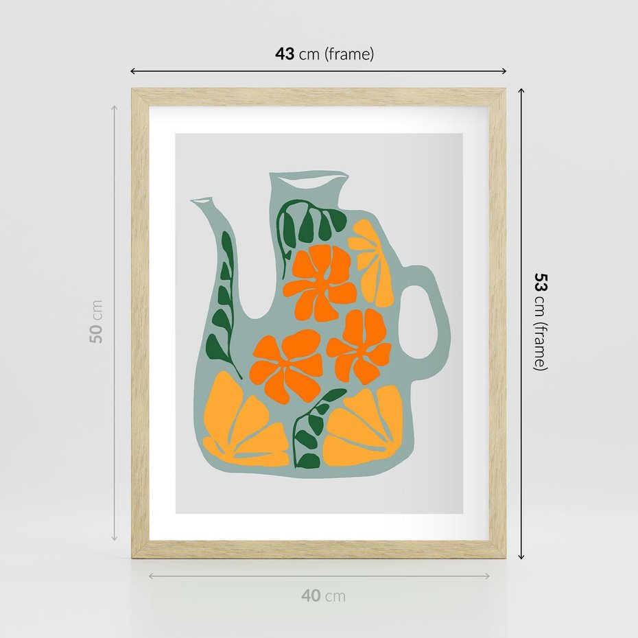 Plakat w ramie 40x50 - Kolorystyczna Ekspresja - czajnik, abstrakcja - rama drewno