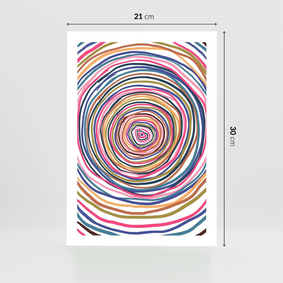 Plakat bez ramy 21x30 - Cyrkulująca Harmonia - kolorowe etniczne wzory, tęczowe żywe kolory