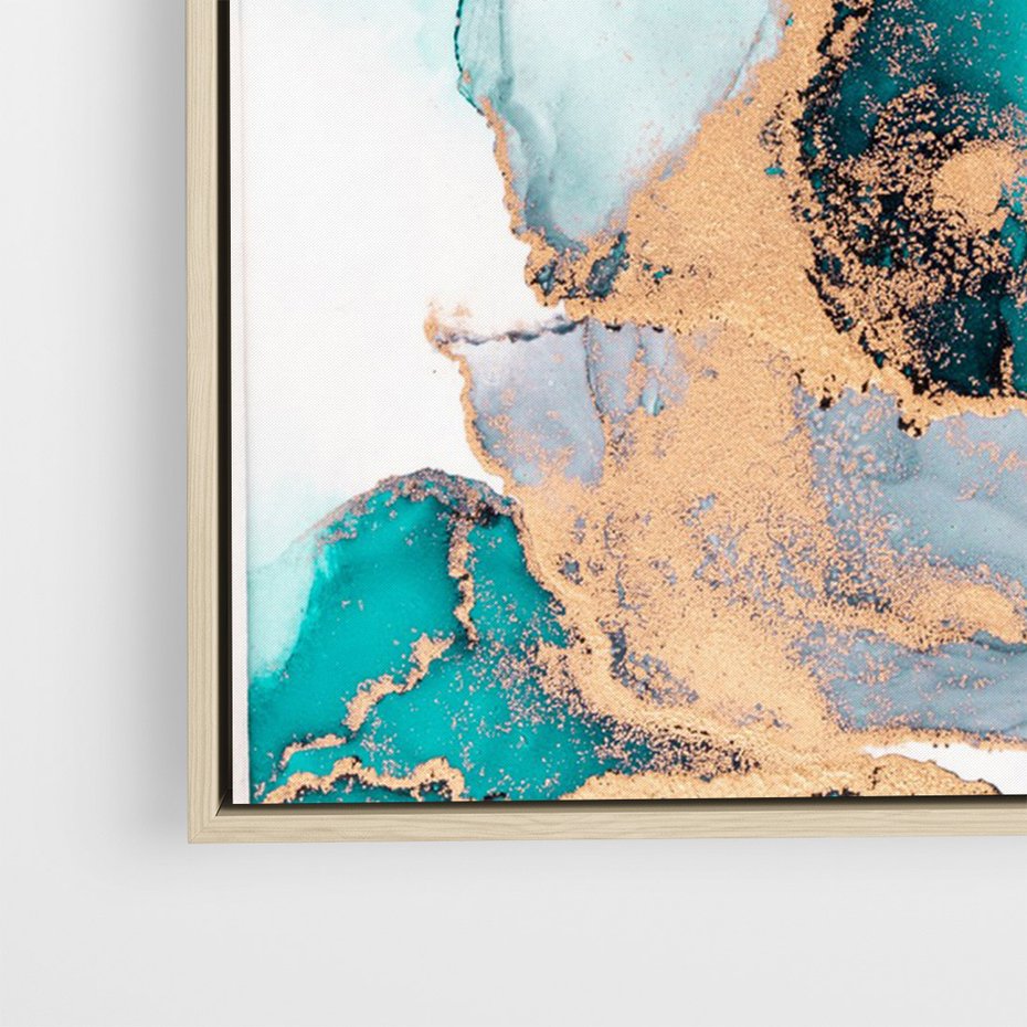 Obraz w ramie 50x70 - Elegancja i Subtelność - marmur, złoto - rama drewno