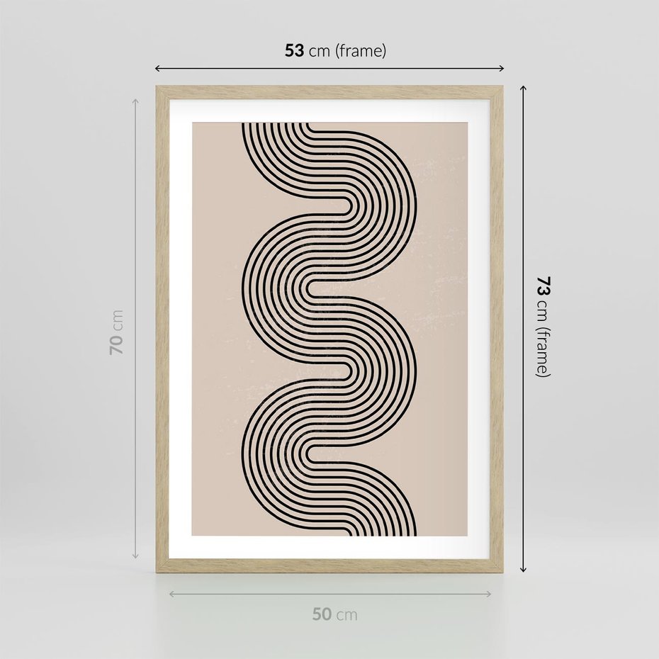 Plakat w ramie 50x70 - Bezgraniczne Odbicia - abstrakcyjne linie, geometria - rama drewno
