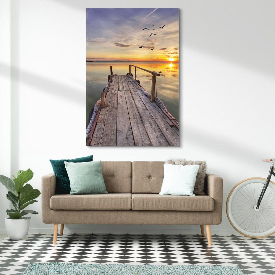 Obraz na płótnie 70x100 - Zachód Słońca na Pomostcie - zachód, słońca