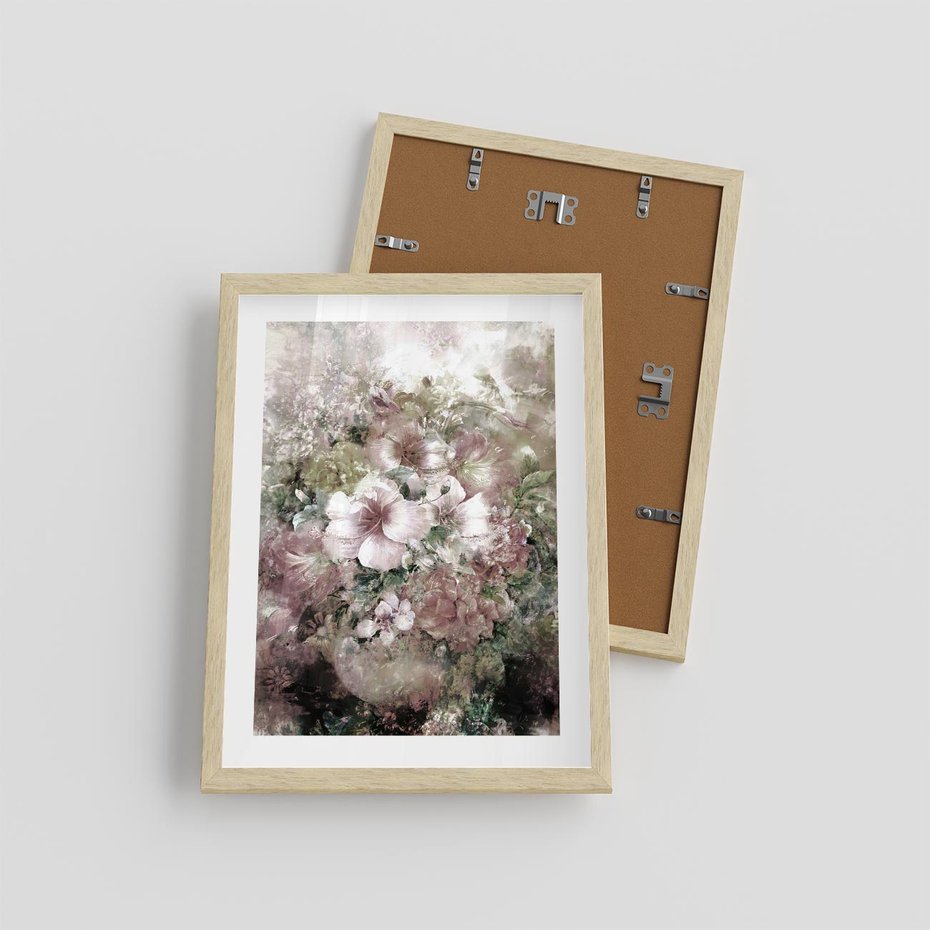 Plakat w ramie 30x40 - Piękno natury na płótnie - kwiaty, olejne - rama drewno