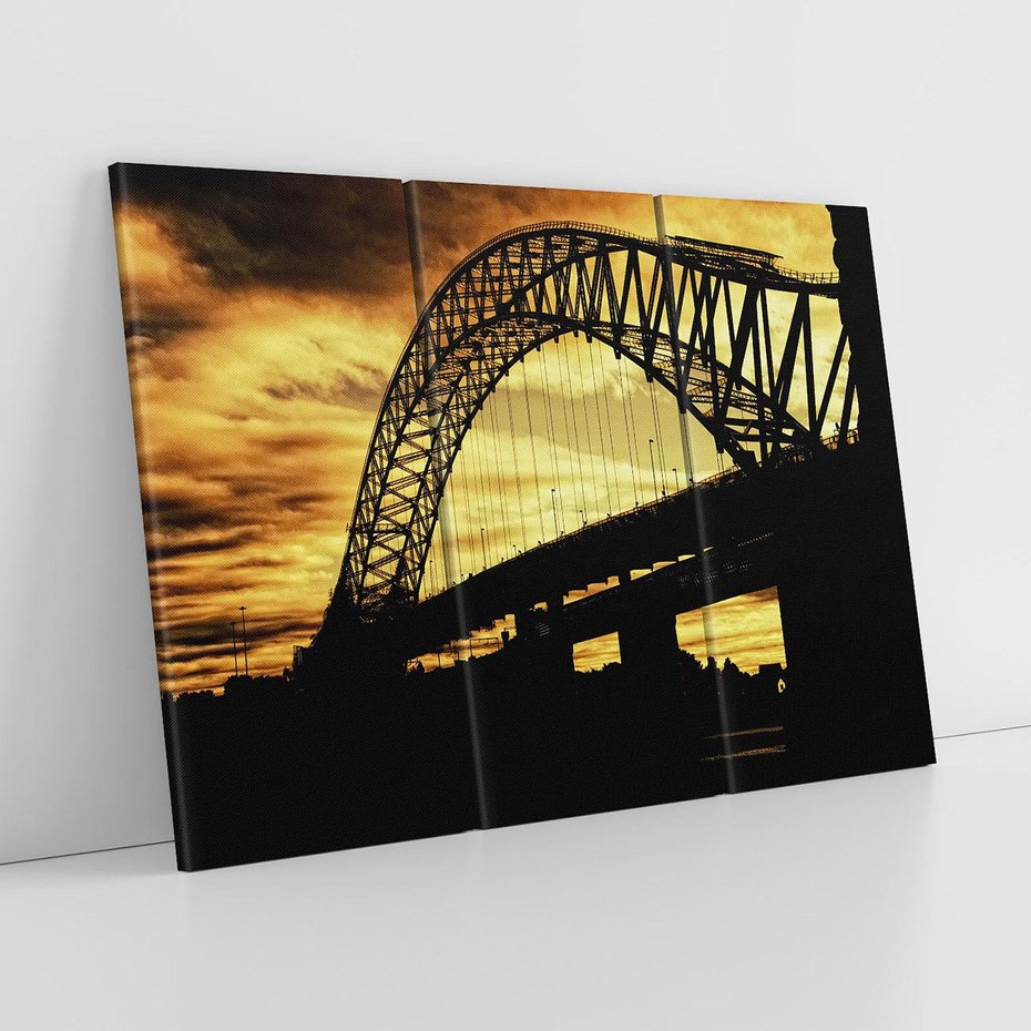 Obraz na płótnie 120x80 - Most przy zachodzie słońca - most, zachód