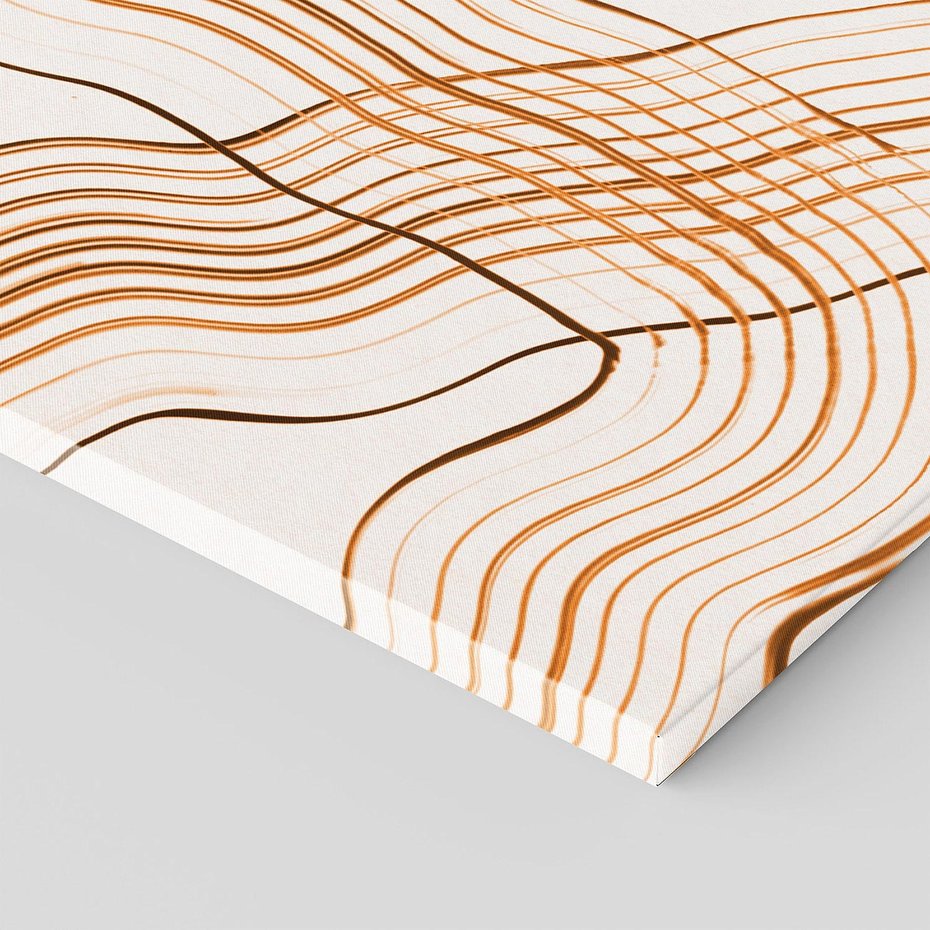 Obraz na płótnie 120x40 - Ścieżki pędzla i myśli - minimalistyczna kompozycja, abstrakcyjne brązowe linie na białym tle