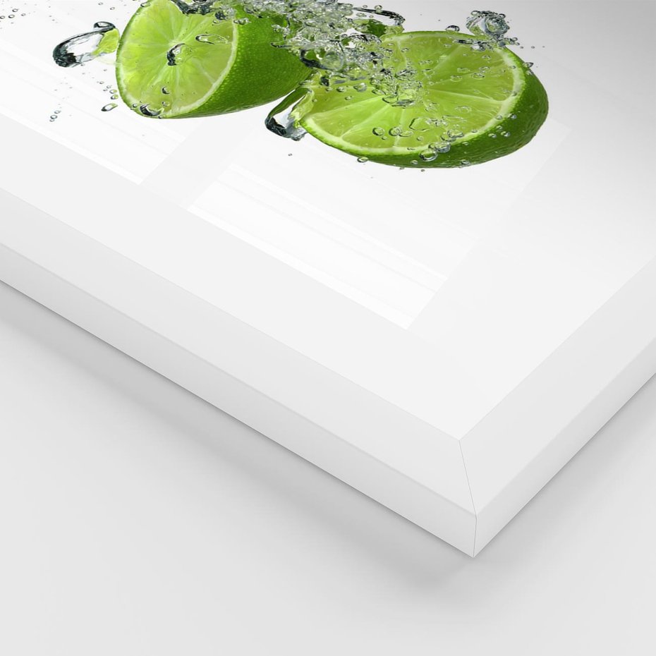 Plakat w ramie 50x70 - Kuchenne limonki na stole - limonki, kuchnia - rama biała