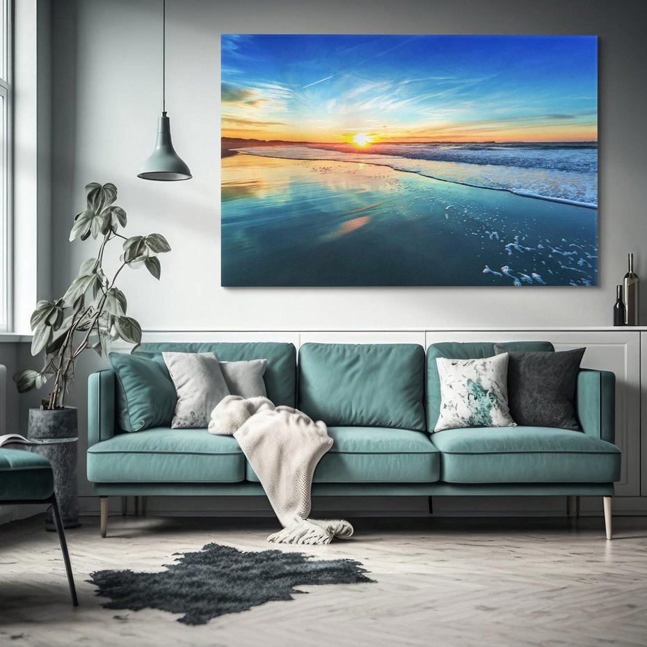 Obraz na płótnie 120x80 - spotkanie przy horyzoncie - morze, plaża