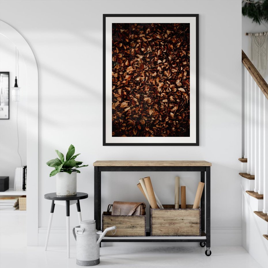 Plakat bez ramy 21x30 - Jesienny Dywan - dywan z suchych liści, jesień