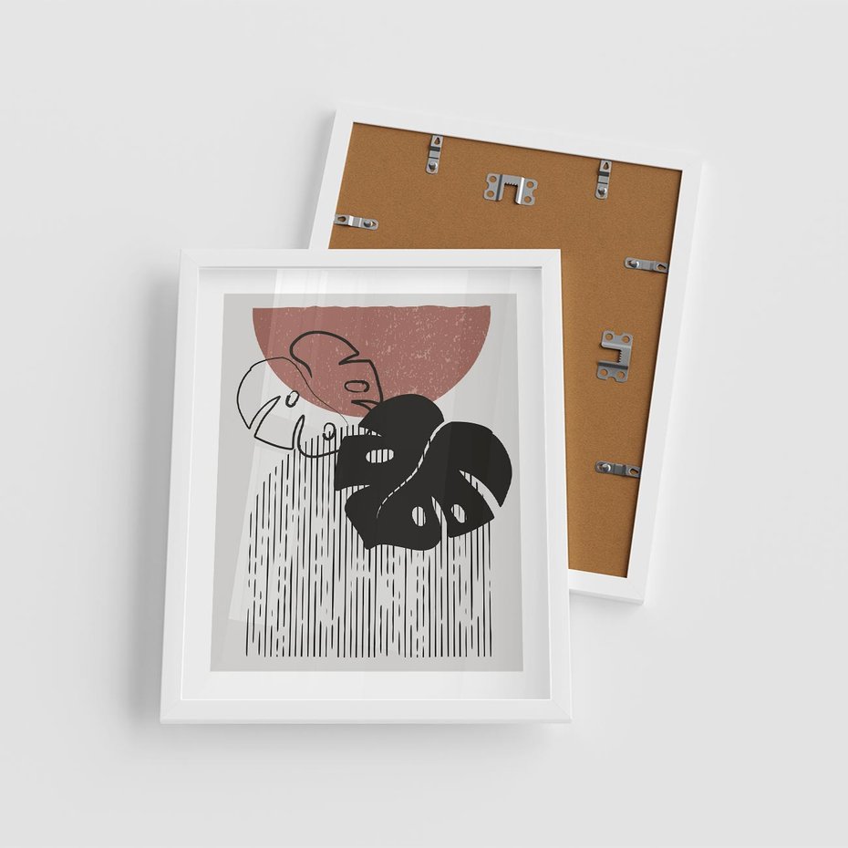 Plakat w ramie 40x50 - Nowoczesna Monstera: Szkic w Grafice - nowoczesna grafika, monstera - rama biała