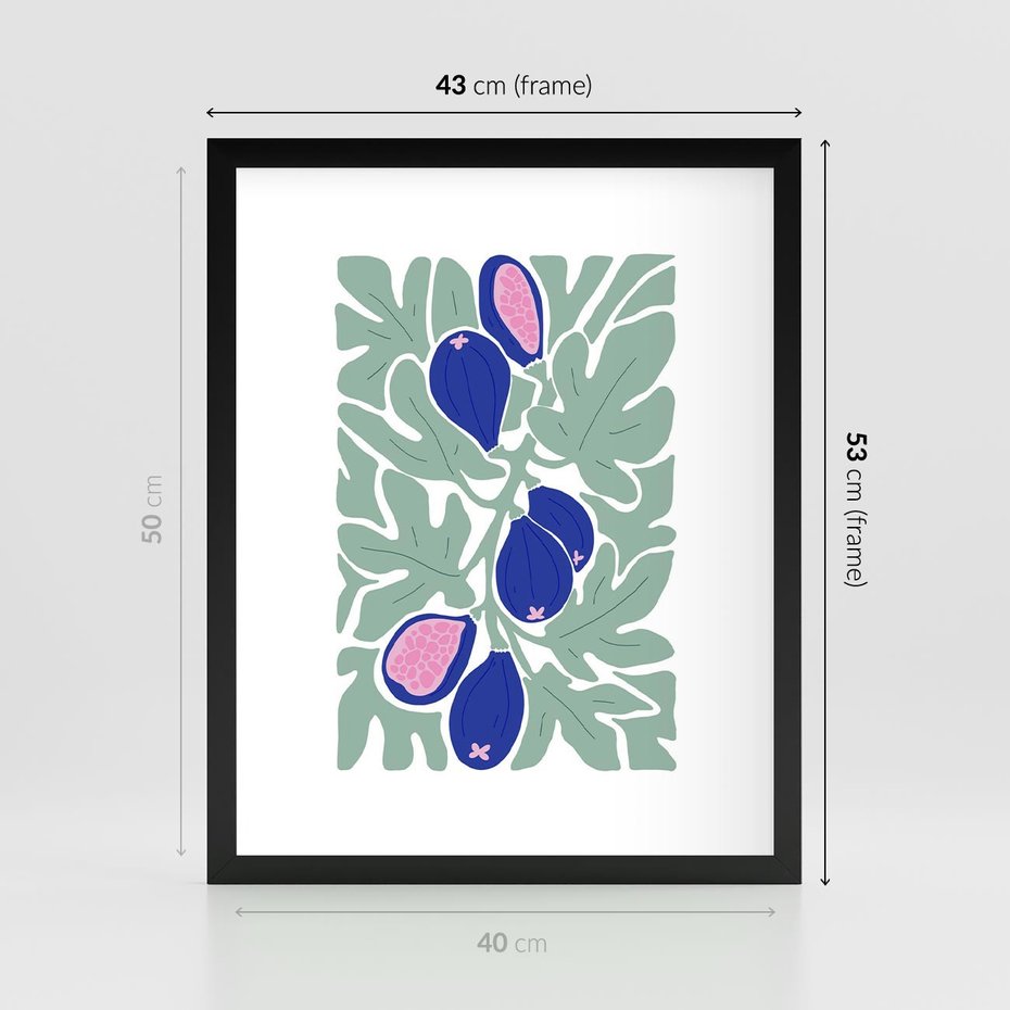 Plakat w ramie 40x50 - Figi Fioletu - figi, sztuka nowoczesna - rama czarna