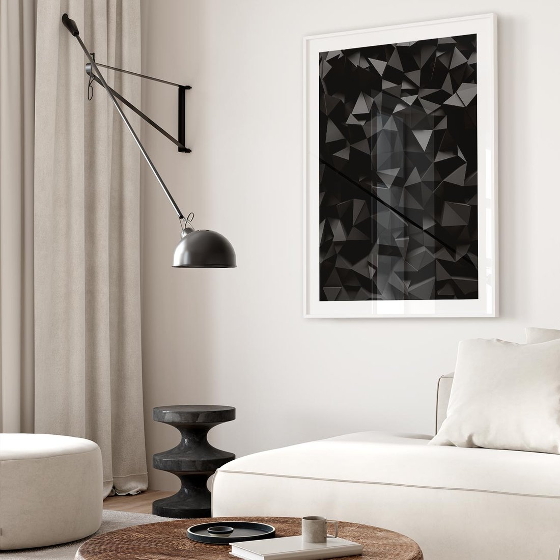 Plakat w ramie 30x40 - Geometryczna nowoczesność - geometryczne, nowoczesne - rama biała