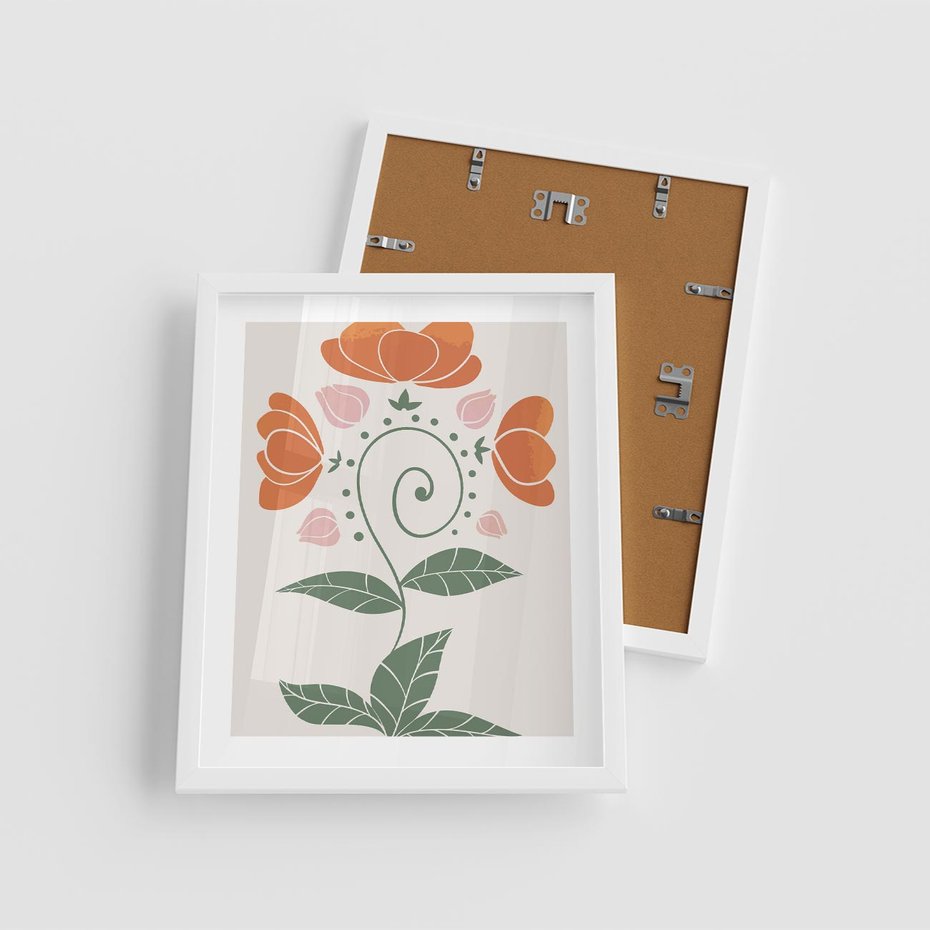 Plakat w ramie 40x50 - Migocące Kształty Kwiatów - kwiaty polne, plakat - rama biała