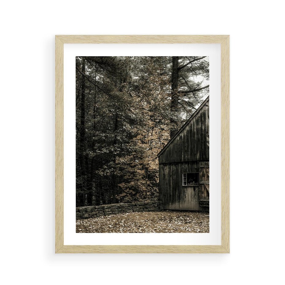 Plakat w ramie 40x50 - Dom w Lesie - chatka w lesie, górski domek - rama drewno