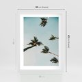 Plakat w ramie 30x40 - Palmy i Niebo - palmy, ujęcie z dołu - rama biała