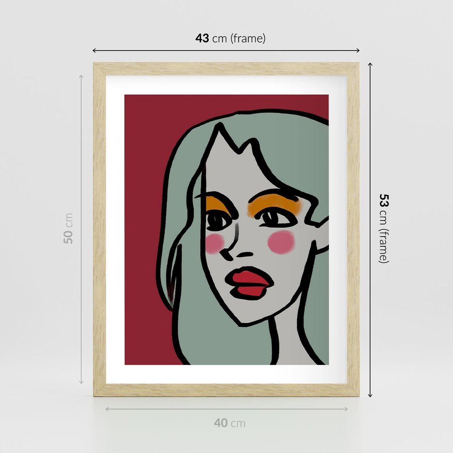 Plakat w ramie 40x50 - Ekspresja Linii - nowoczesny plakat, mocna linie - rama drewno