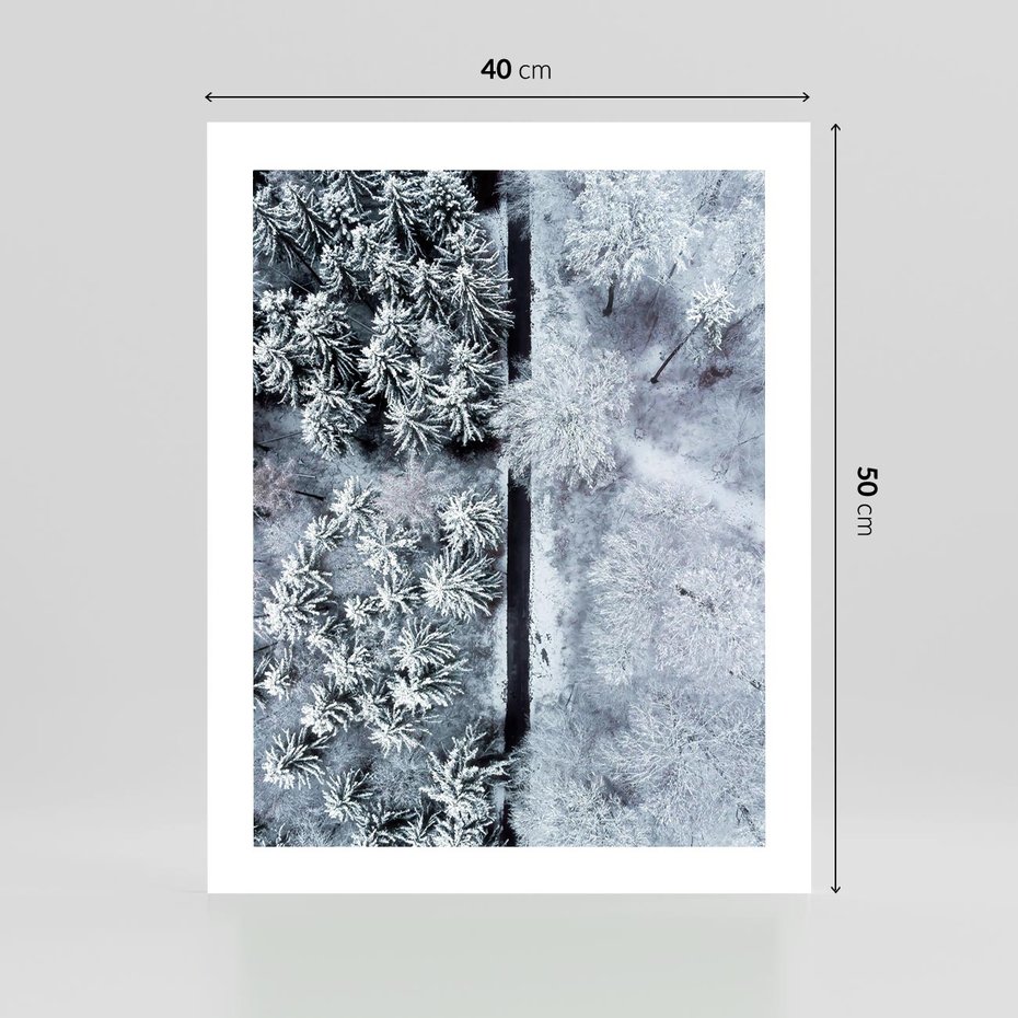 Plakat bez ramy 40x50 - Ujęcie Zimowej Szosy - zima, śnieg