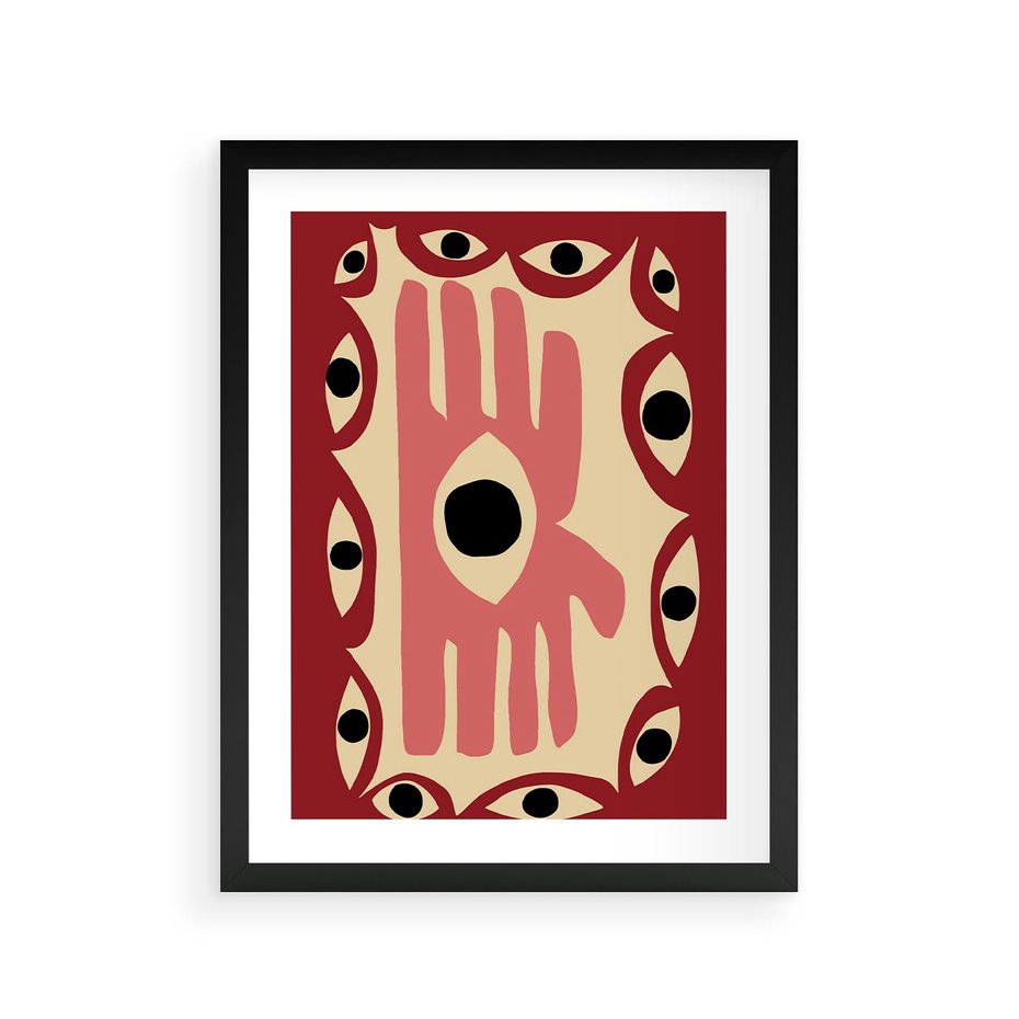 Plakat w ramie 30x40 - Migotliwe Kształty - abstrakcyjny obraz, boho styl - rama czarna