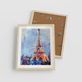 Plakat w ramie 40x50 - Paryska Wieża - olejny abstrakcyjny obraz, wieża eiffla - rama drewno