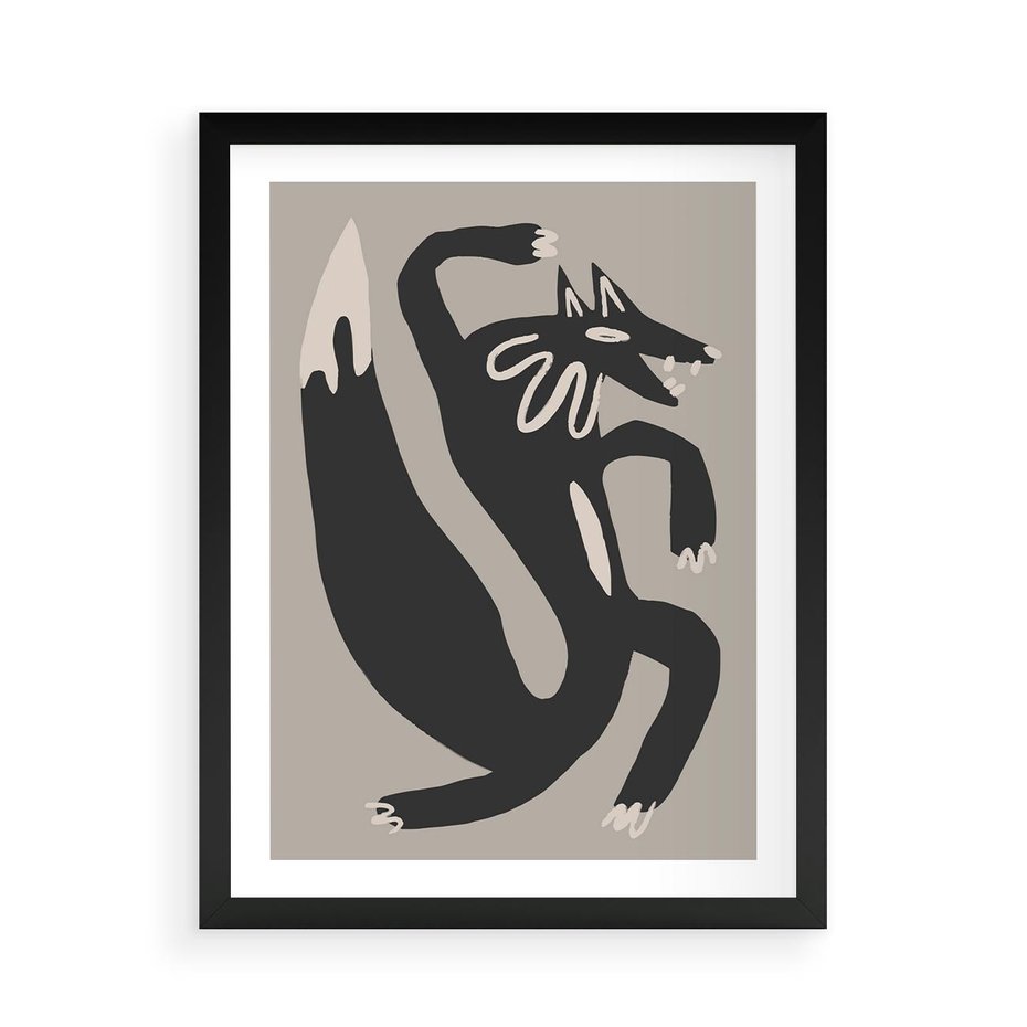 Plakat w ramie 50x70 - Strukturalne Odbicia Północy - skandynawska sztuka, lis - rama czarna