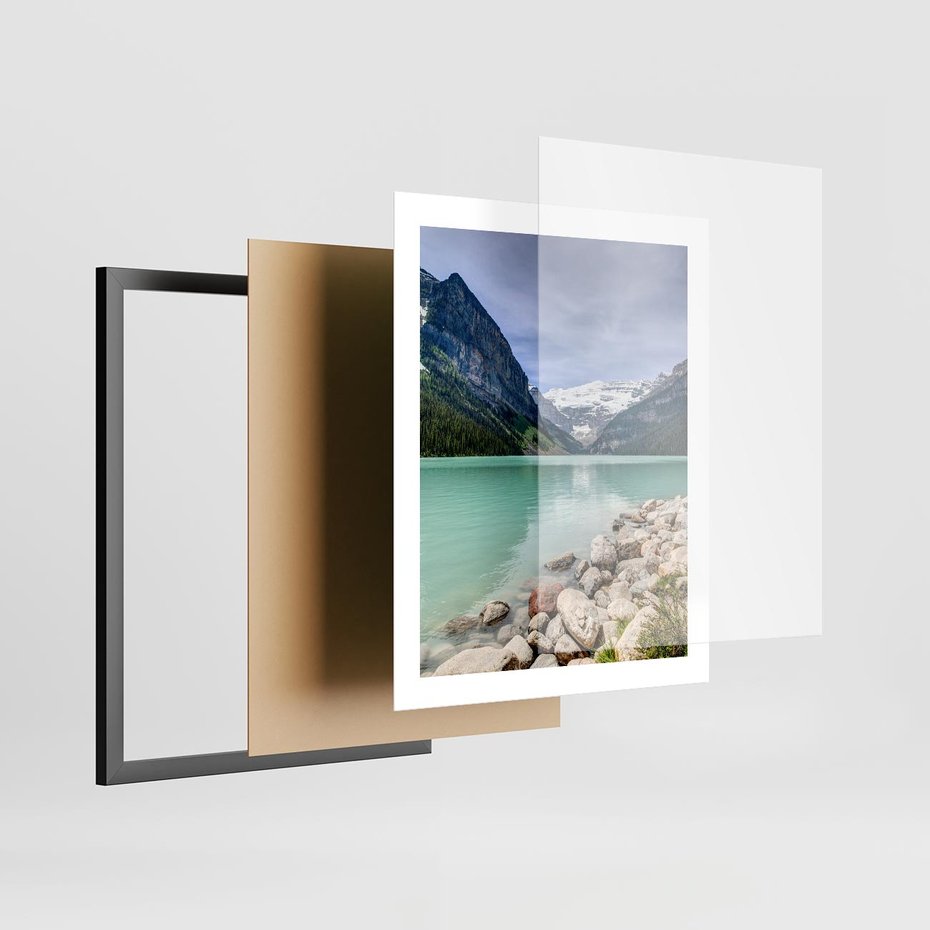 Plakat w ramie 40x50 - Górskie jezioro - spokój i piękno - jezioro, górskie - rama czarna