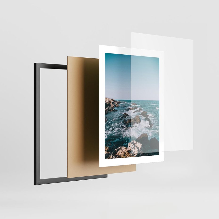 Plakat w ramie 30x40 - Dramatyczna Sceneria: Fale i Skały nad Morzem - morze, fale - rama czarna