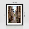 Plakat w ramie 40x50 - Perspektywa malowniczej uliczki - uliczka, perspektywa - rama czarna