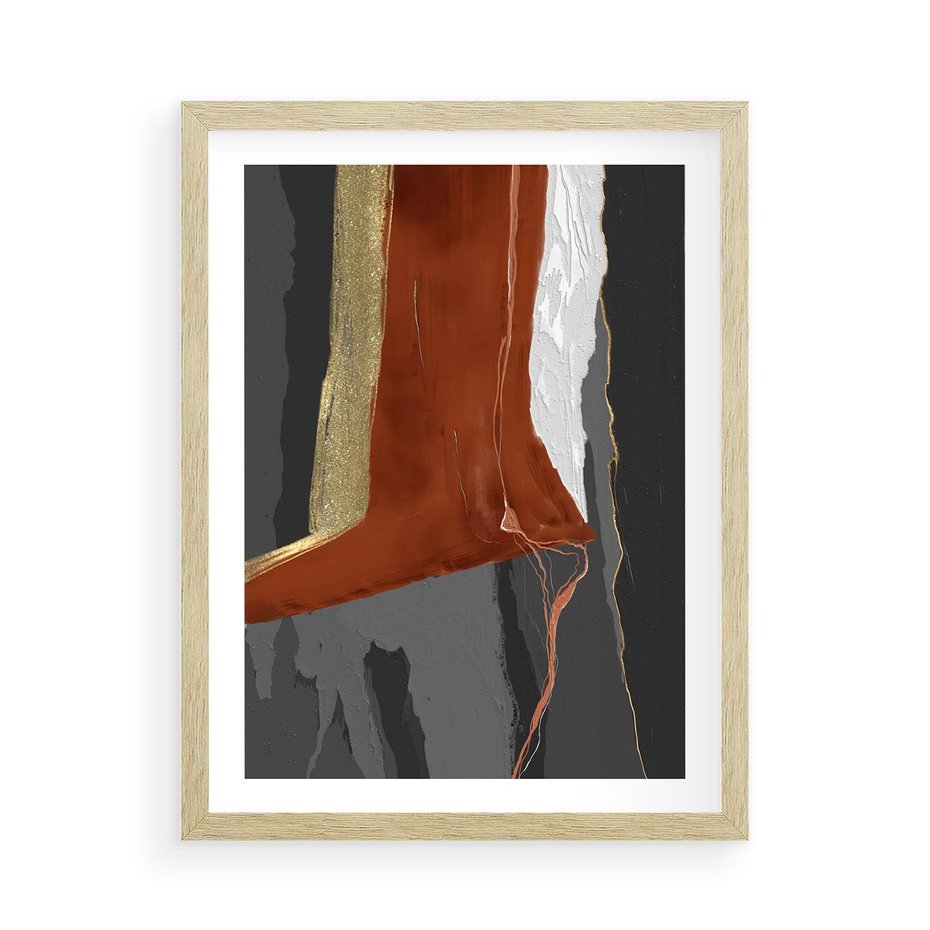 Plakat w ramie 50x70 - Abstrakcyjna impresja - abstrakcja, nowoczesny - rama drewno