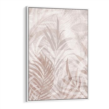 Obraz w ramie 70x100 - Pejzaż zaklętych uczuć - monochromatyczne, w odcieniach beżu - rama biała