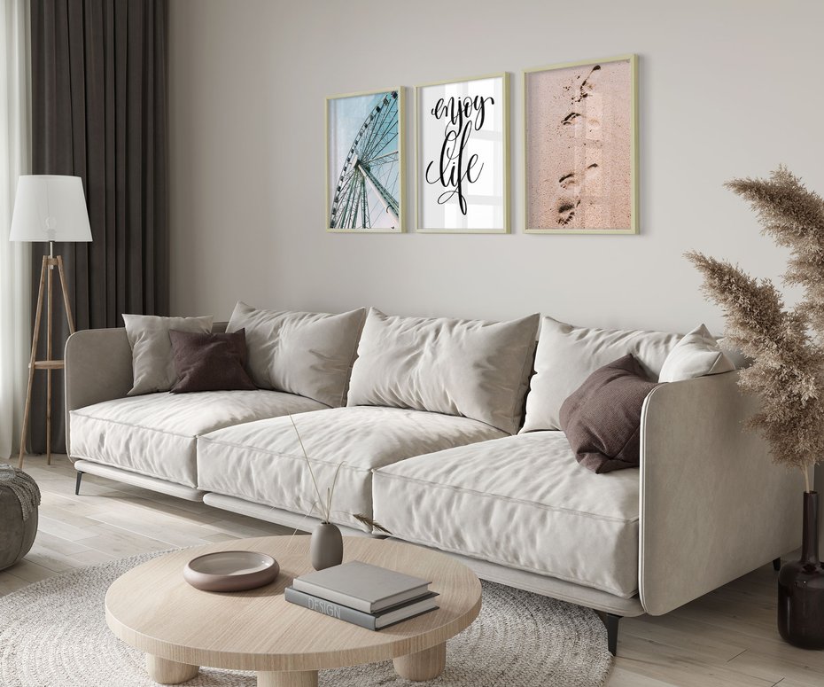 Zestaw obrazy w ramie 40x50 galeria - Wakacje, lato, pozytywny, cytat - rama drewno