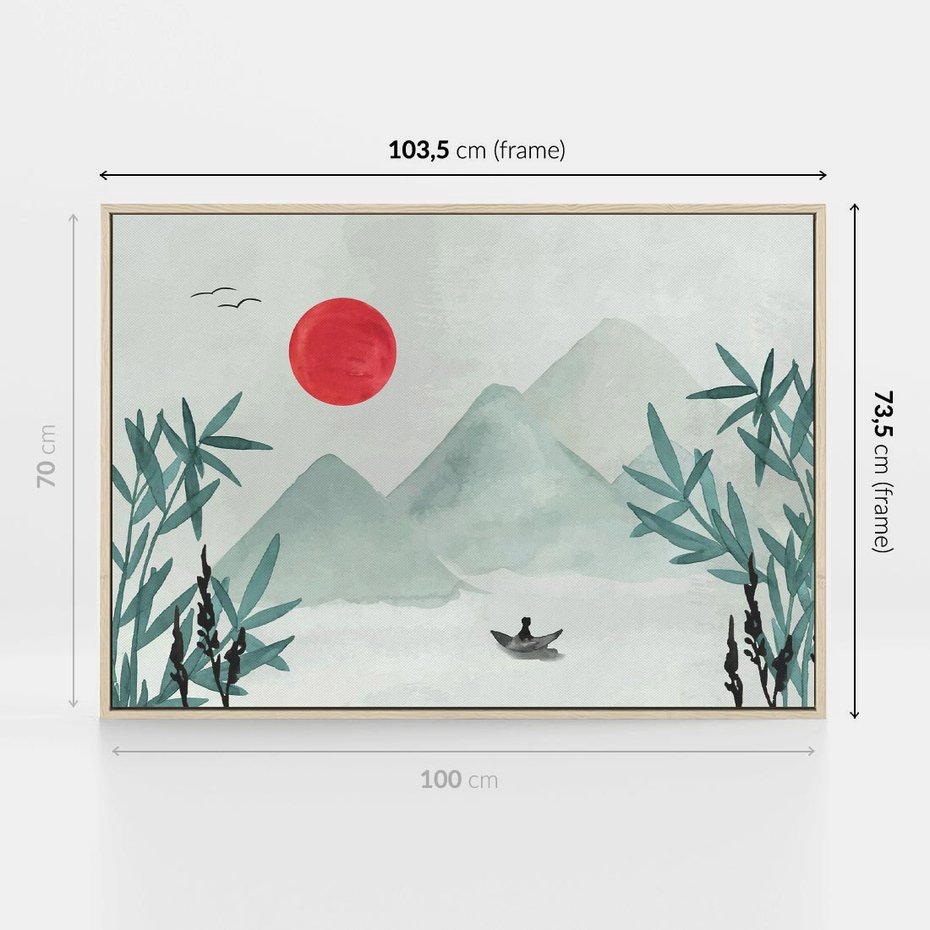 Obraz w ramie 100x70 - Zaklęte Wzgórza - krajobraz, japonia - rama drewno