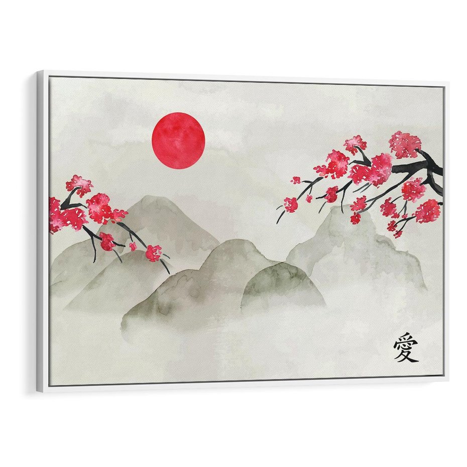 Obraz w ramie 70x50 - Harmonia Japandi - styl japandi, japonia - rama biała