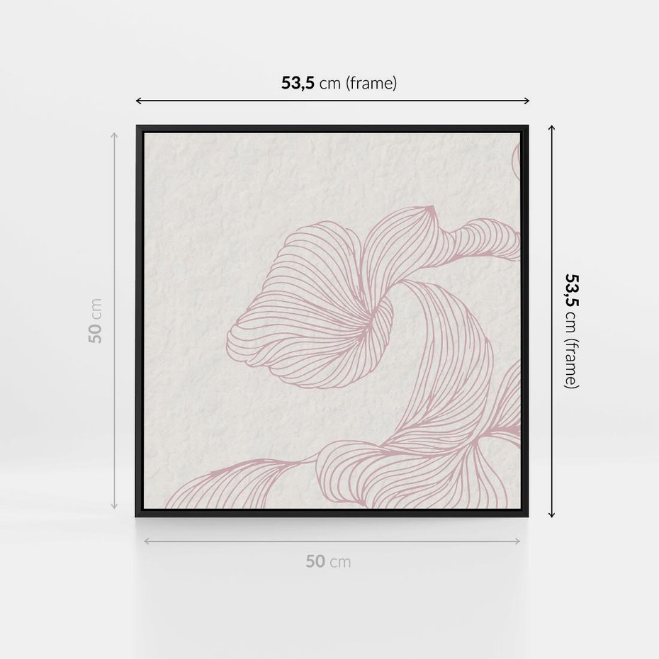 Obraz w ramie 50x50 - Szept marzeń i tajemnic - abstrakcyjne, roślinne ornamenty - rama czarna