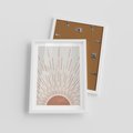 Plakat w ramie 30x40 - Słońce w Stylu Boho - słońce, grafika boho - rama biała